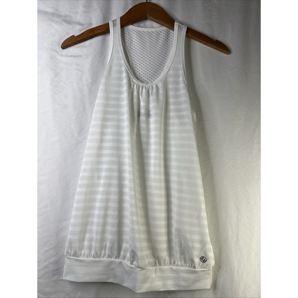 Lija Tank Top activewear‎ Mesh back horizontal stripe White Women size: XSmall